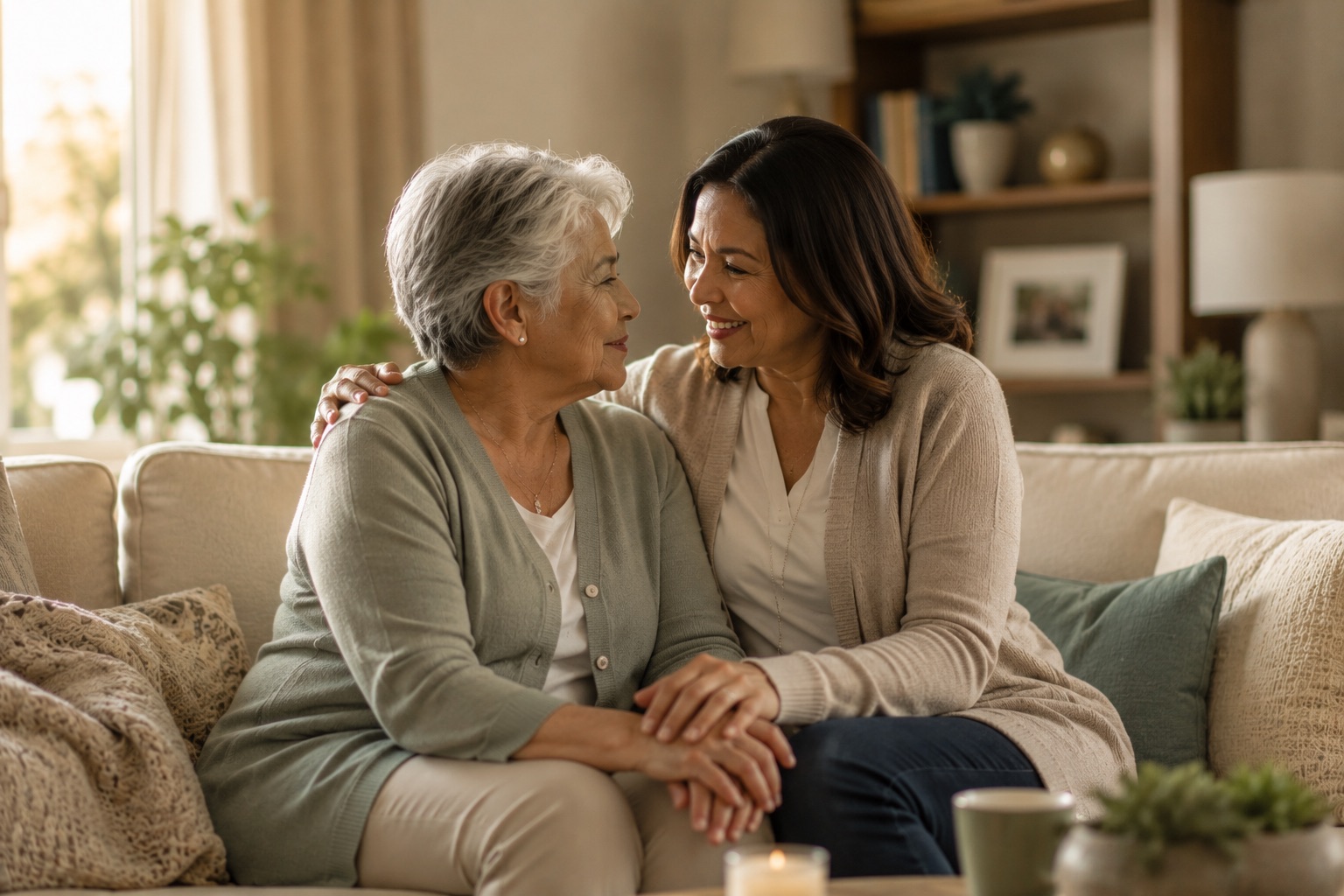 A care advocate meeting with a family at home